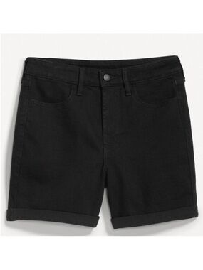 Nwt Old Navy wow Black High-Waist Rolled-Hem Women's Shorts 4